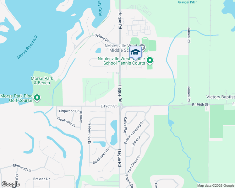 map of restaurants, bars, coffee shops, grocery stores, and more near 19675 Hague Road in Noblesville