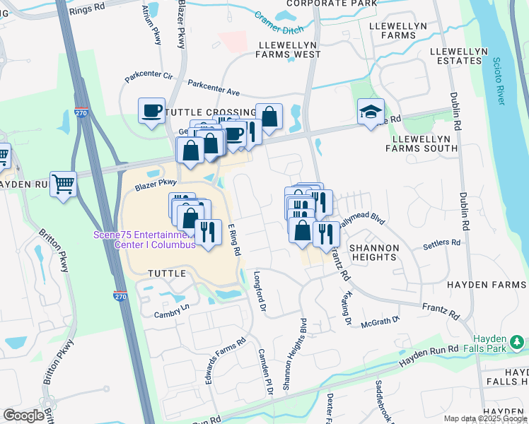 map of restaurants, bars, coffee shops, grocery stores, and more near 4087 Meath Court in Dublin