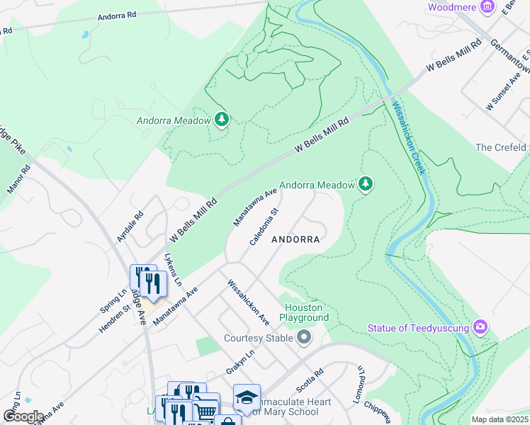 map of restaurants, bars, coffee shops, grocery stores, and more near 946 Caledonia Street in Philadelphia