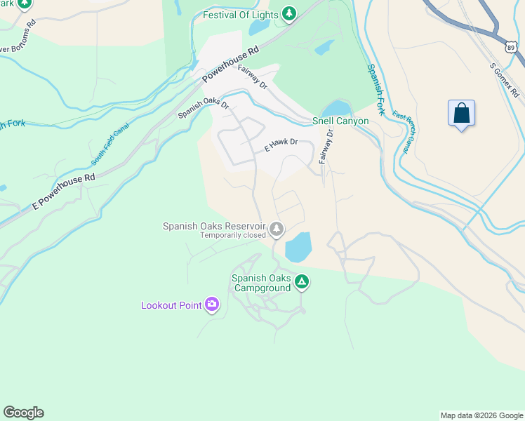 map of restaurants, bars, coffee shops, grocery stores, and more near 2769 South Spanish Oaks Drive in Spanish Fork