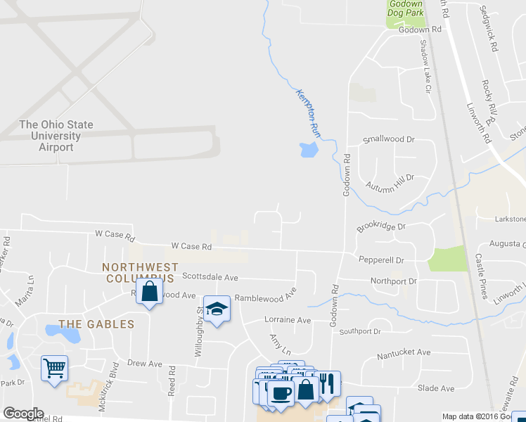 map of restaurants, bars, coffee shops, grocery stores, and more near 1615 Preston Woods Court in Columbus