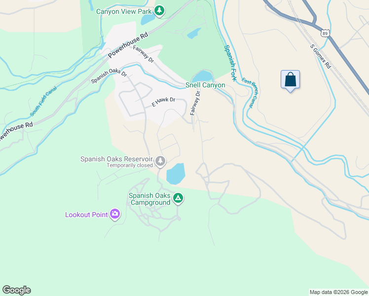 map of restaurants, bars, coffee shops, grocery stores, and more near 2801 3300 East in Spanish Fork