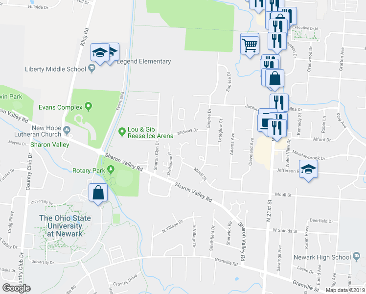 map of restaurants, bars, coffee shops, grocery stores, and more near 880 Northern Songs Lane in Newark
