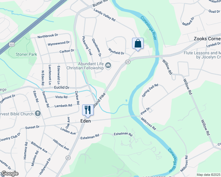 map of restaurants, bars, coffee shops, grocery stores, and more near 1878 New Holland Pike in Lancaster
