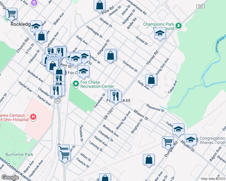 map of restaurants, bars, coffee shops, grocery stores, and more near 818 Fuller Street in Philadelphia