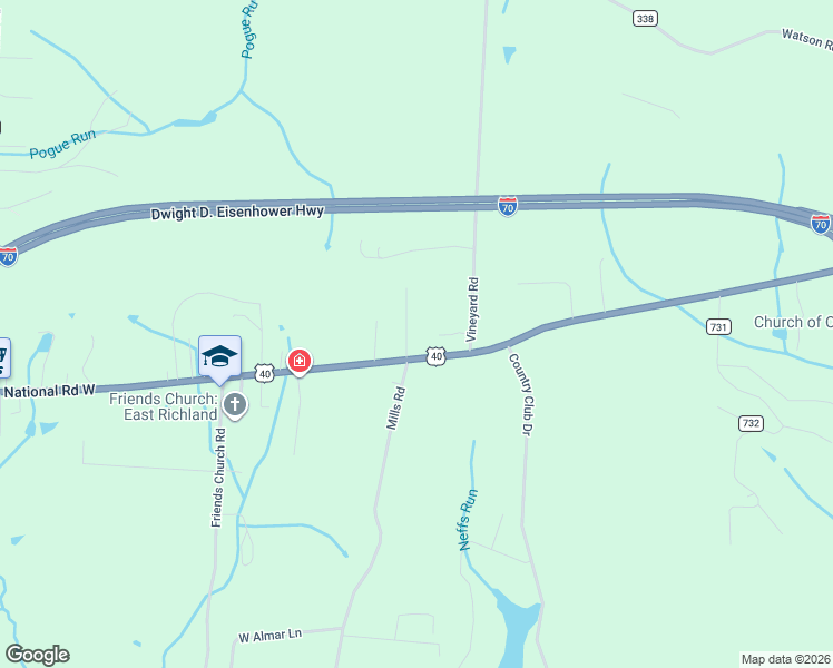 map of restaurants, bars, coffee shops, grocery stores, and more near 68023 Straight Street in Saint Clairsville