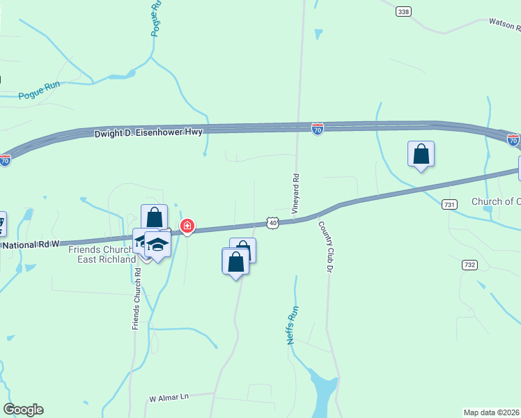 map of restaurants, bars, coffee shops, grocery stores, and more near 68023 Straight Street in Saint Clairsville