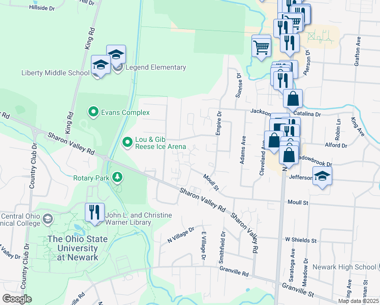 map of restaurants, bars, coffee shops, grocery stores, and more near 912 Northern Songs Lane in Newark