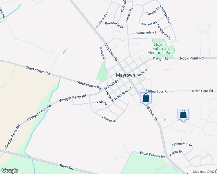 map of restaurants, bars, coffee shops, grocery stores, and more near 122 West High Street in Elizabethtown