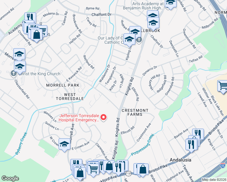 map of restaurants, bars, coffee shops, grocery stores, and more near 3827 Greenacres Rd in Philadelphia