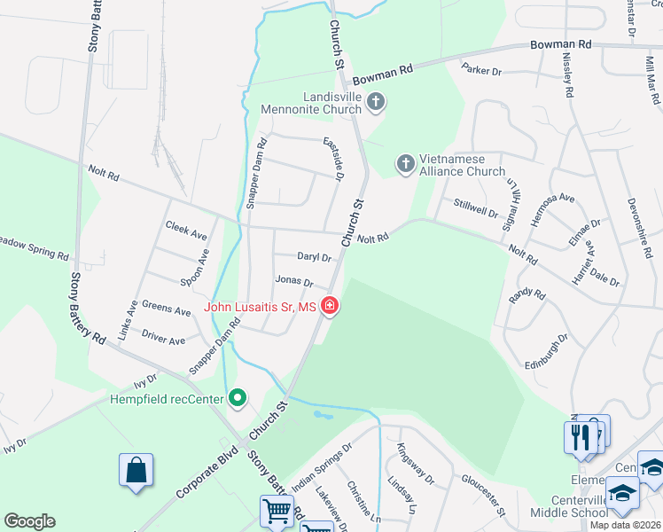map of restaurants, bars, coffee shops, grocery stores, and more near 3708 Daryl Drive in Landisville