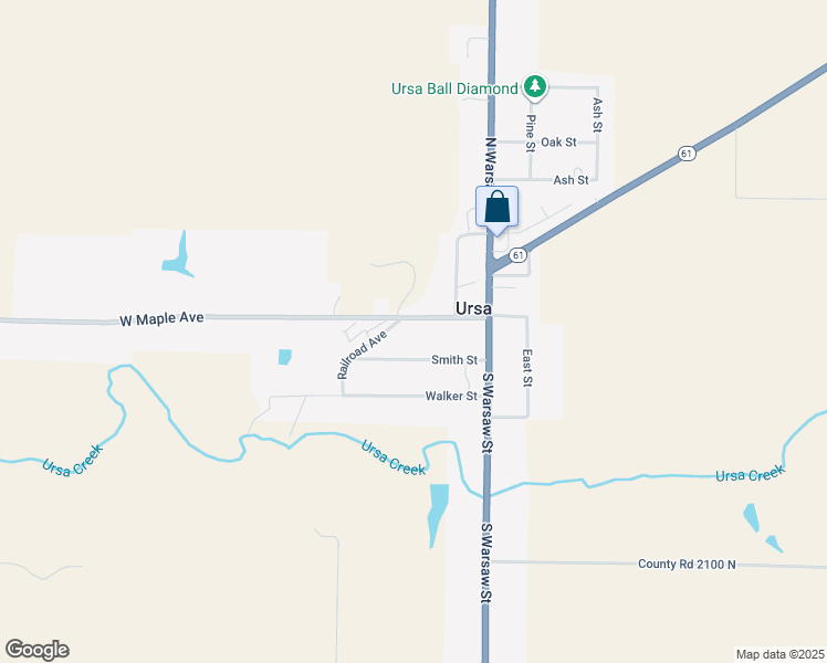 map of restaurants, bars, coffee shops, grocery stores, and more near 211 West Maple Avenue in Ursa