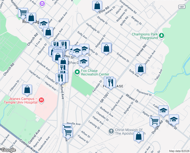map of restaurants, bars, coffee shops, grocery stores, and more near 713 Ripley Street in Philadelphia