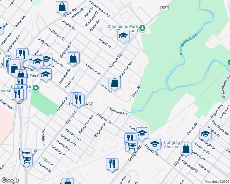 map of restaurants, bars, coffee shops, grocery stores, and more near 8202 Solly Place in Philadelphia