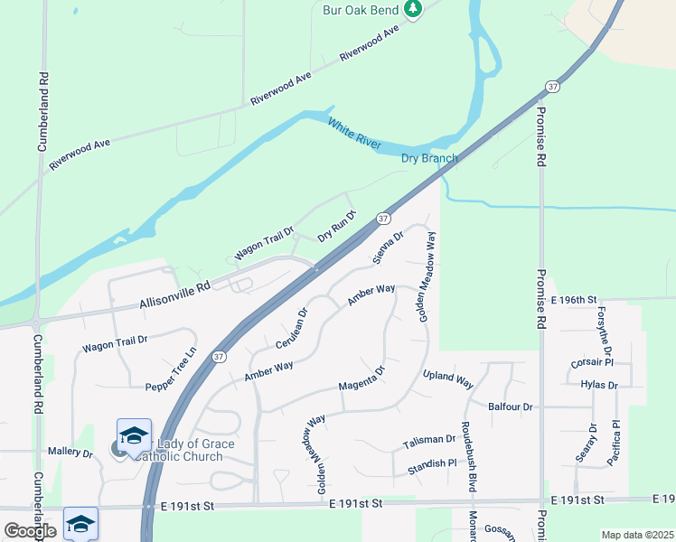 map of restaurants, bars, coffee shops, grocery stores, and more near 10458 Sienna Drive in Noblesville