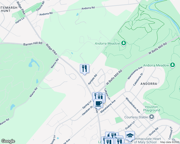 map of restaurants, bars, coffee shops, grocery stores, and more near 917 Ayrdale Place in Philadelphia