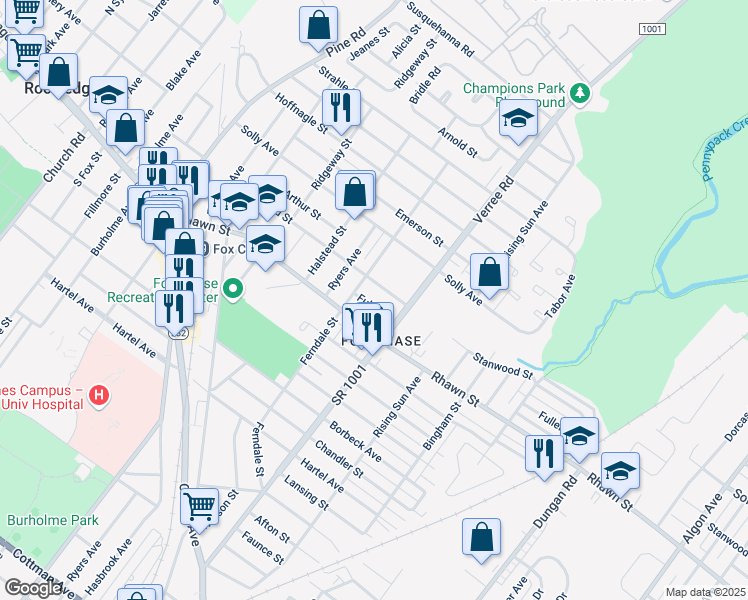 map of restaurants, bars, coffee shops, grocery stores, and more near 820 Fuller Street in Philadelphia