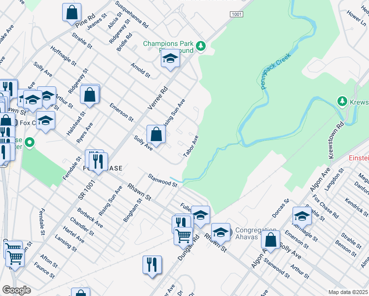 map of restaurants, bars, coffee shops, grocery stores, and more near 1124 Tabor Terrace in Philadelphia