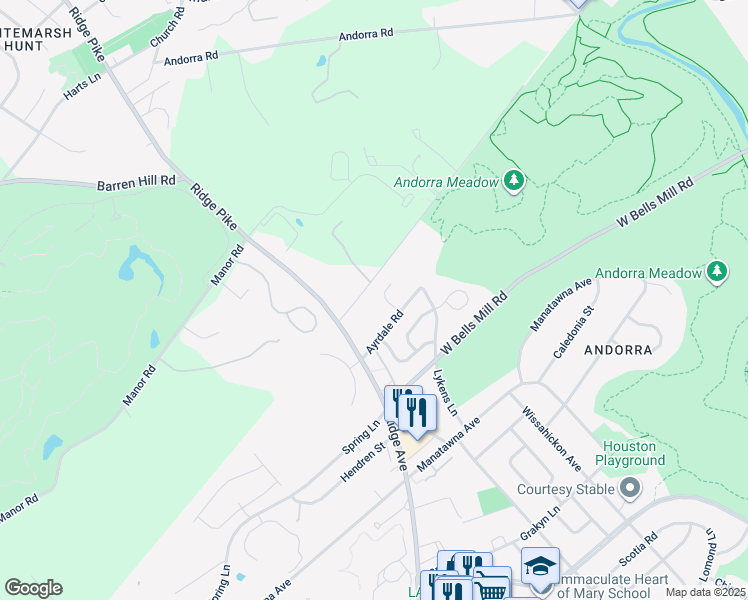 map of restaurants, bars, coffee shops, grocery stores, and more near 917 Ayrdale Place in Philadelphia