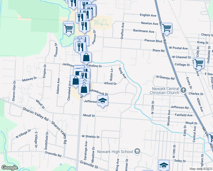 map of restaurants, bars, coffee shops, grocery stores, and more near 440 Reverie Place in Newark