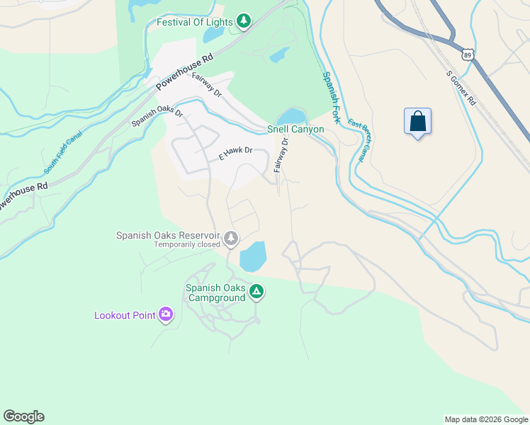 map of restaurants, bars, coffee shops, grocery stores, and more near 2777 3300 East in Spanish Fork