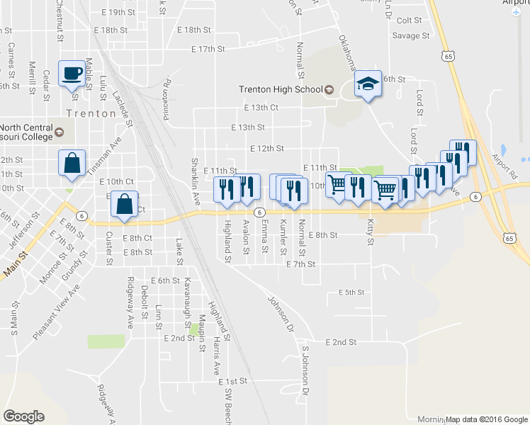 map of restaurants, bars, coffee shops, grocery stores, and more near 898 Emma Street in Trenton