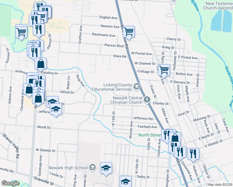 map of restaurants, bars, coffee shops, grocery stores, and more near 229 South Quentin Road in Newark