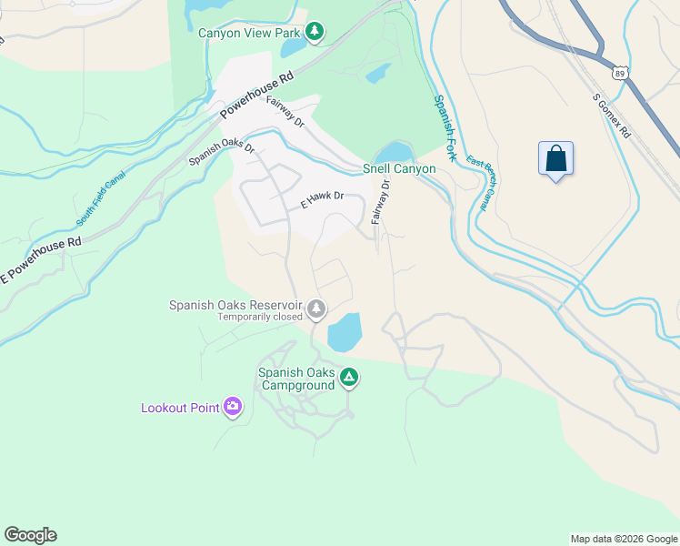 map of restaurants, bars, coffee shops, grocery stores, and more near 3289 East 2770 South in Spanish Fork