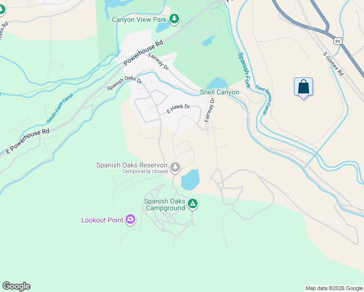 map of restaurants, bars, coffee shops, grocery stores, and more near 3244 2720 South in Spanish Fork
