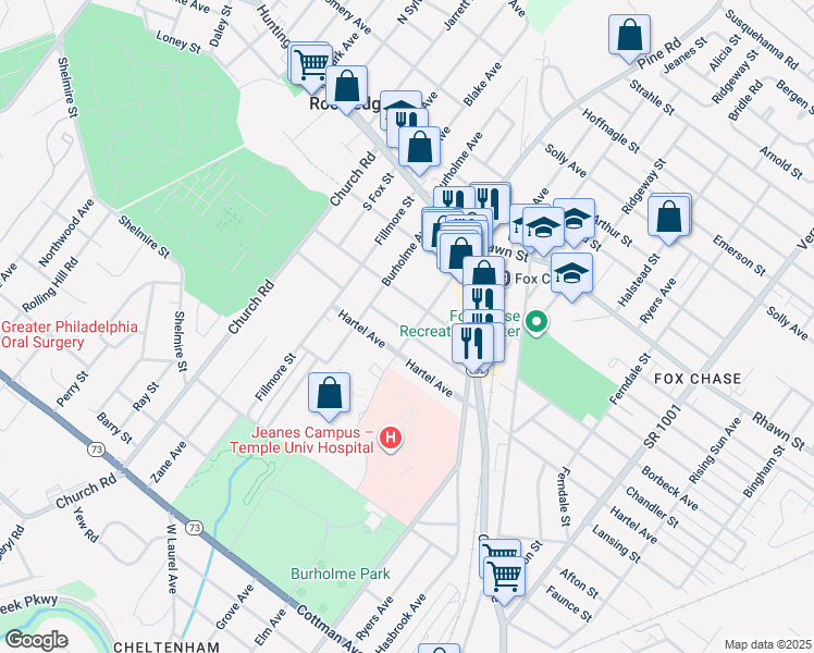 map of restaurants, bars, coffee shops, grocery stores, and more near 323 Chandler Street in Philadelphia
