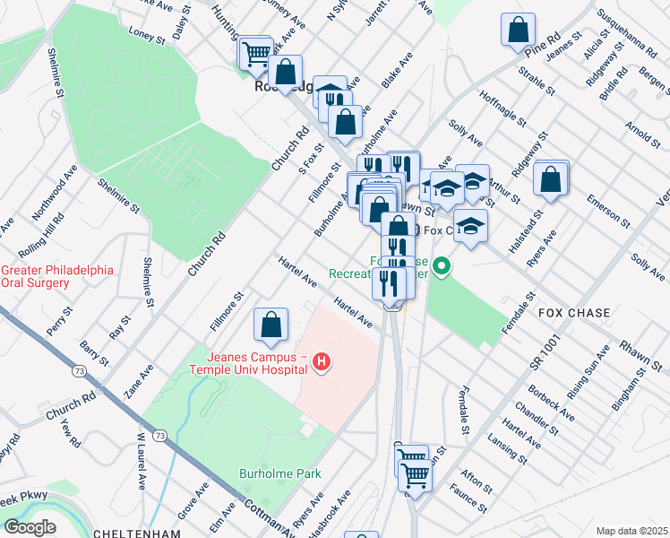 map of restaurants, bars, coffee shops, grocery stores, and more near 323 Chandler Street in Philadelphia
