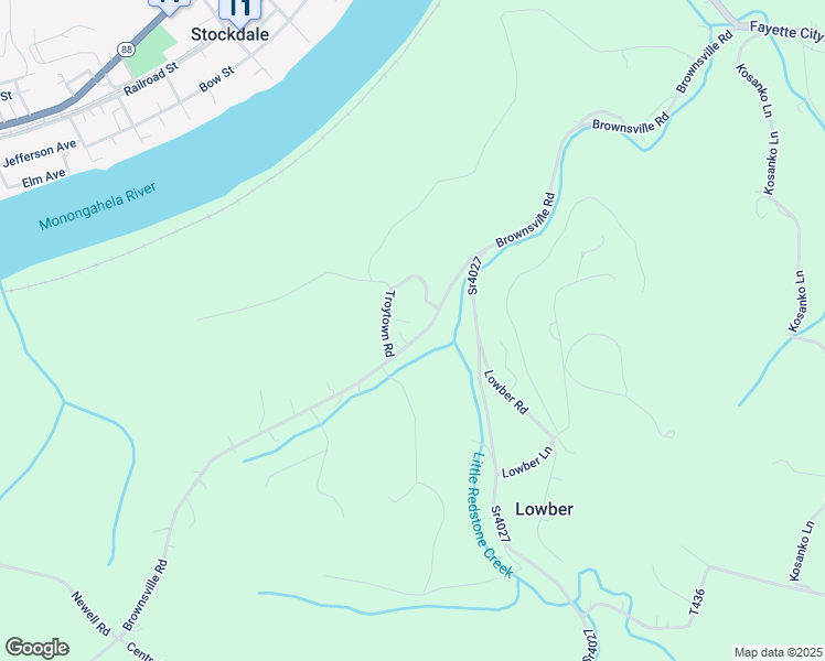 map of restaurants, bars, coffee shops, grocery stores, and more near 306 Brownsville Road in Fayette City