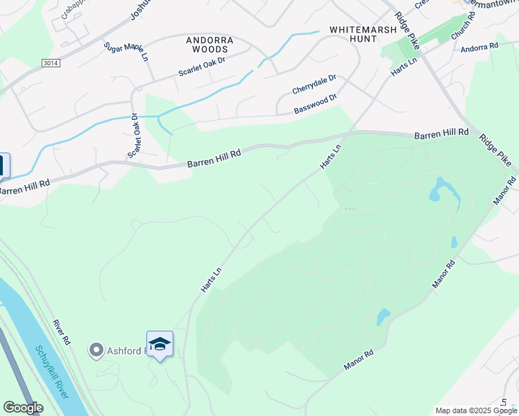map of restaurants, bars, coffee shops, grocery stores, and more near 2129 Harts Lane in Conshohocken