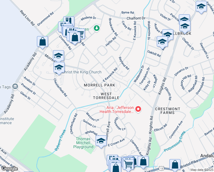 map of restaurants, bars, coffee shops, grocery stores, and more near 3423 Morrell Avenue in Philadelphia