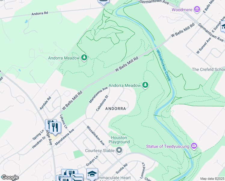 map of restaurants, bars, coffee shops, grocery stores, and more near 957 Caledonia Street in Philadelphia