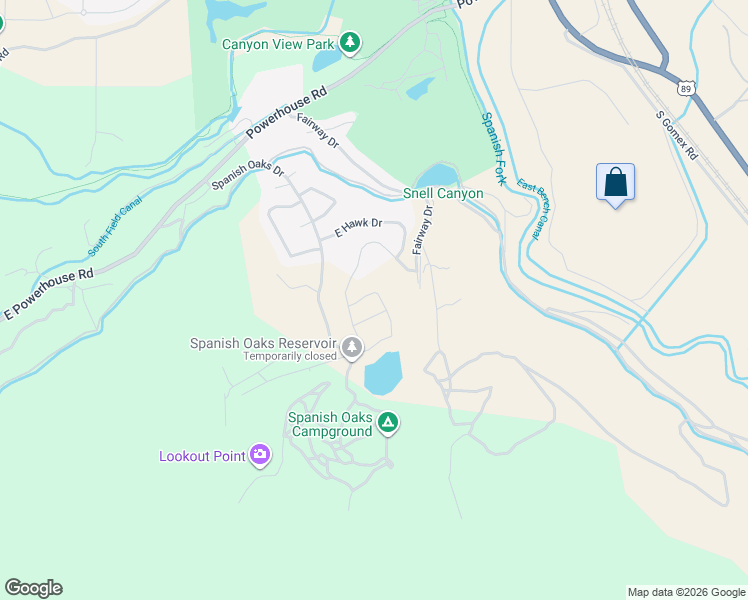 map of restaurants, bars, coffee shops, grocery stores, and more near 3263 2720 South in Spanish Fork