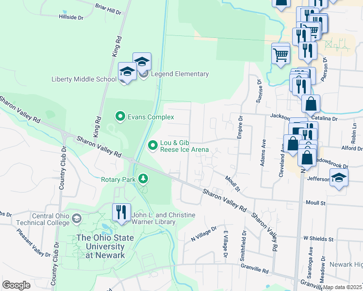 map of restaurants, bars, coffee shops, grocery stores, and more near 913 Glyn Owen Court in Newark