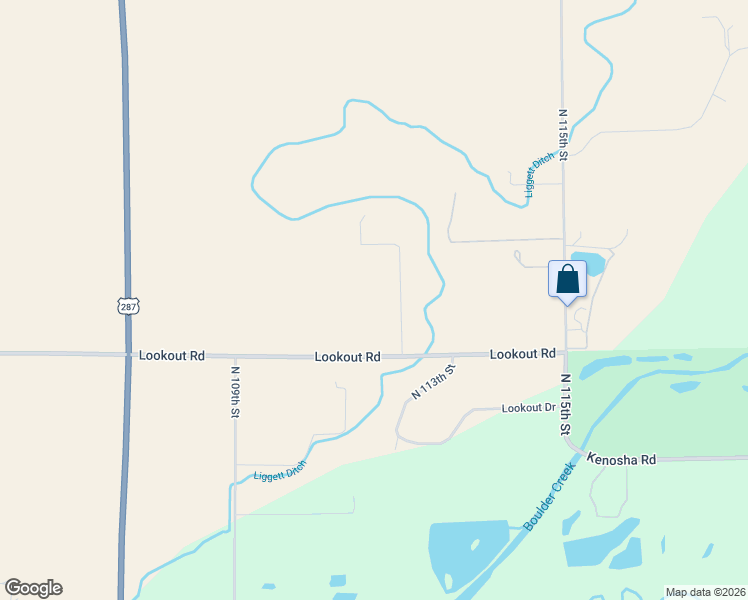 map of restaurants, bars, coffee shops, grocery stores, and more near 10901-11101 Lookout Road in Longmont