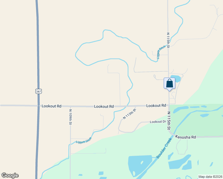 map of restaurants, bars, coffee shops, grocery stores, and more near 10901-11101 Lookout Road in Longmont