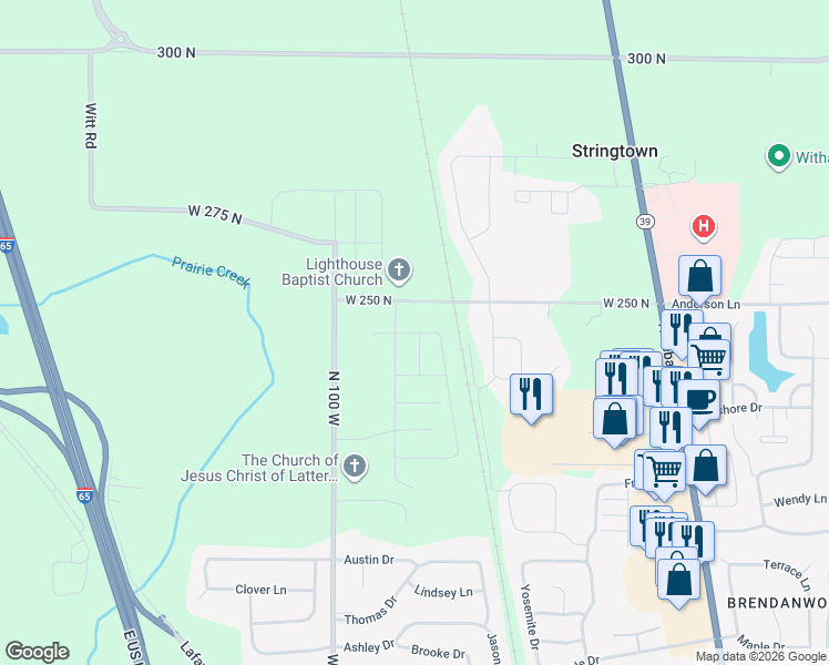map of restaurants, bars, coffee shops, grocery stores, and more near 2455 Point Road in Lebanon