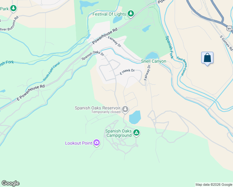map of restaurants, bars, coffee shops, grocery stores, and more near 2613 South Spanish Oaks Drive in Spanish Fork
