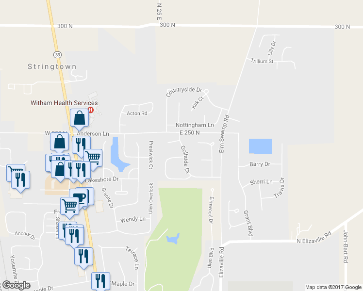 map of restaurants, bars, coffee shops, grocery stores, and more near 2210 Golfside Drive in Lebanon