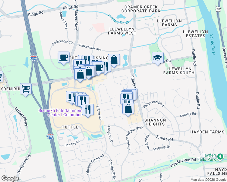 map of restaurants, bars, coffee shops, grocery stores, and more near 4040 Meath Court in Dublin