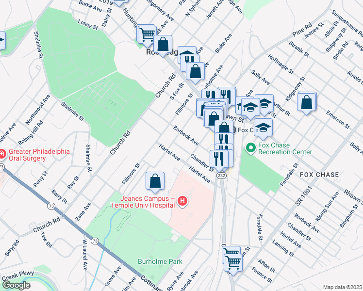 map of restaurants, bars, coffee shops, grocery stores, and more near 311 Chandler Street in Philadelphia