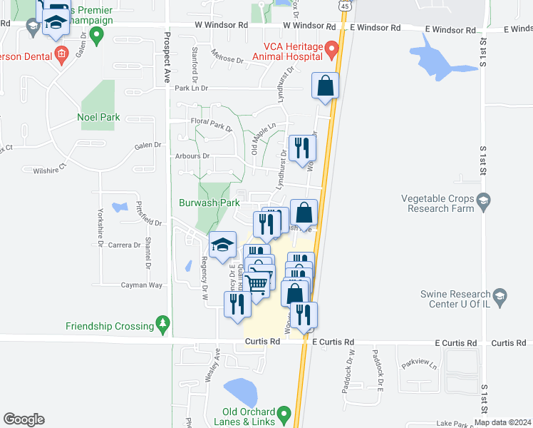 map of restaurants, bars, coffee shops, grocery stores, and more near in Savoy