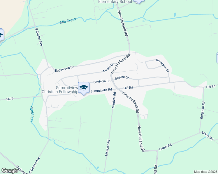map of restaurants, bars, coffee shops, grocery stores, and more near 2 Summitville Road in New Holland