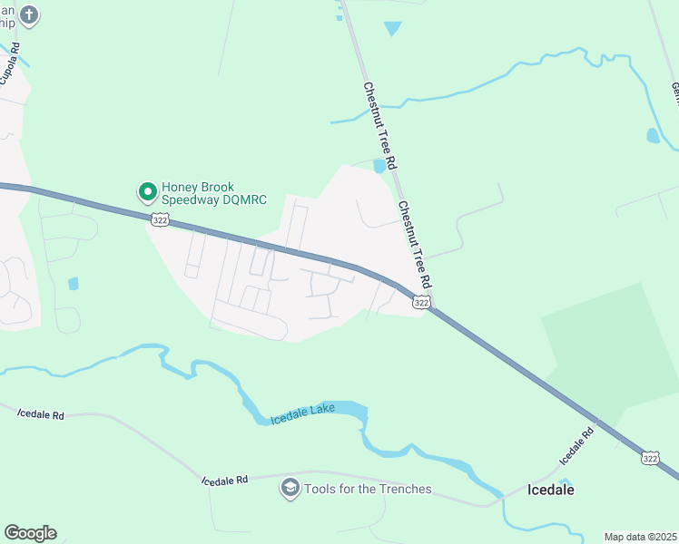 map of restaurants, bars, coffee shops, grocery stores, and more near 112 New Village Greene Drive in Honey Brook