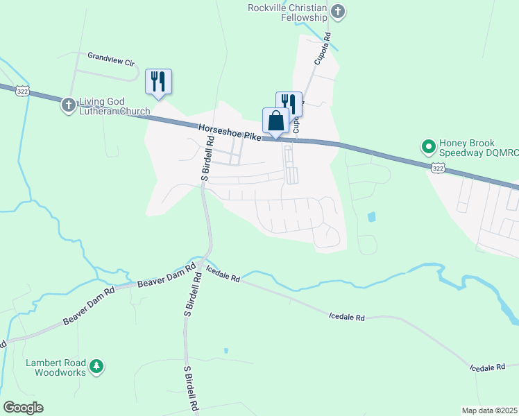 map of restaurants, bars, coffee shops, grocery stores, and more near 219 Deer Run Drive in Honey Brook