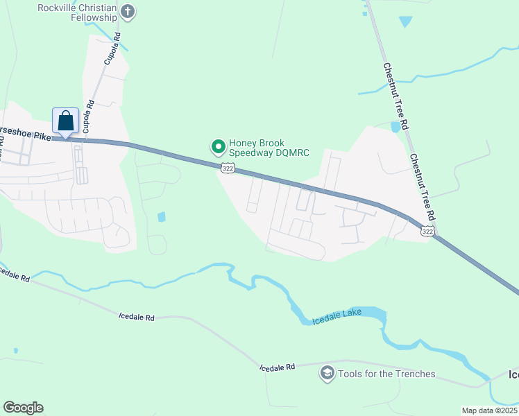 map of restaurants, bars, coffee shops, grocery stores, and more near 142 Keystone Court in Honey Brook