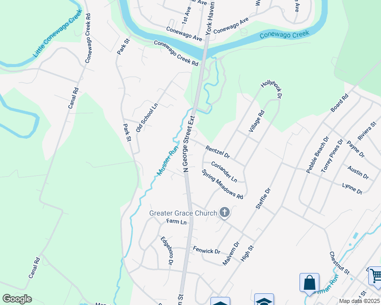 map of restaurants, bars, coffee shops, grocery stores, and more near 5265 North George Street Extension in Manchester